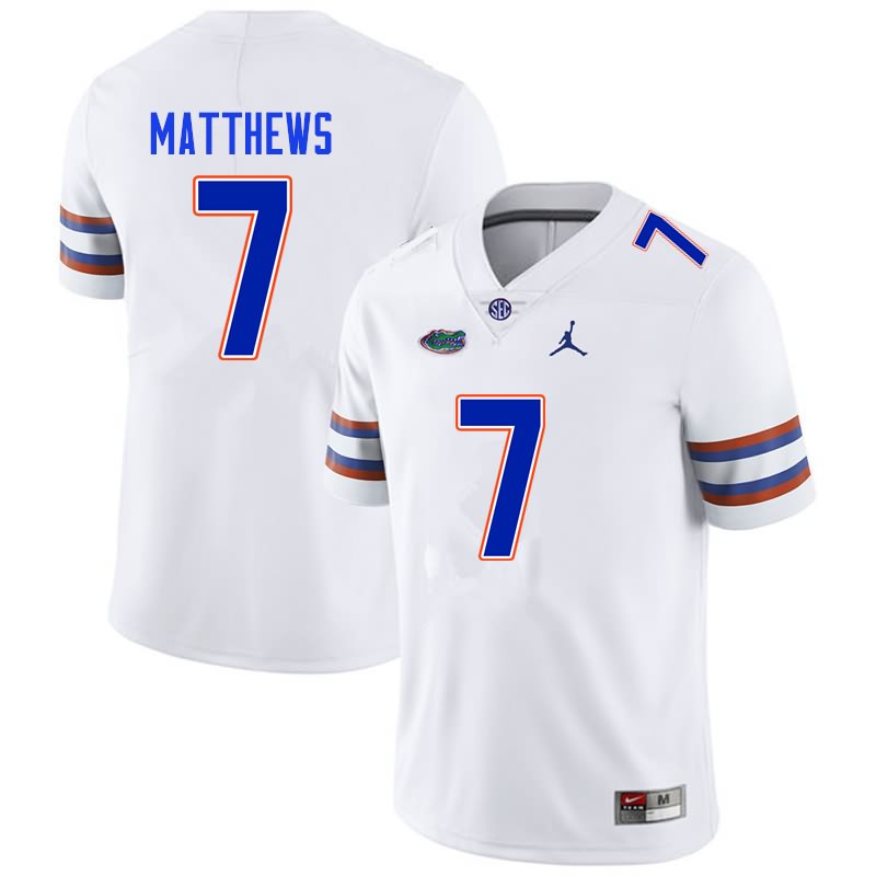 Men's NCAA Florida Gators Luke Matthews #7 Stitched Authentic Nike White College Football Jersey ABY8165SM